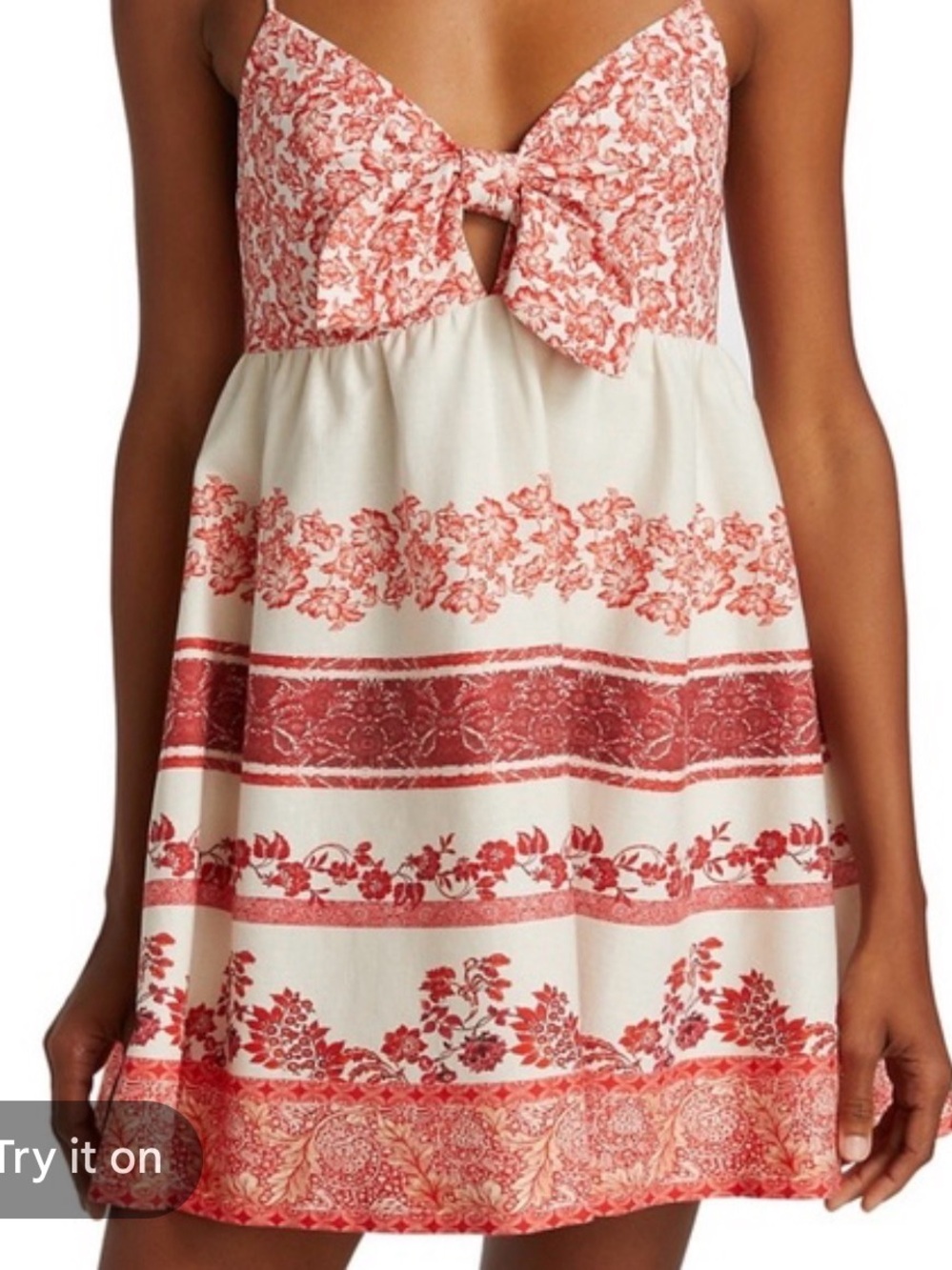 Alice + Olivia White and Red Floral Tie-Front Mini Dress